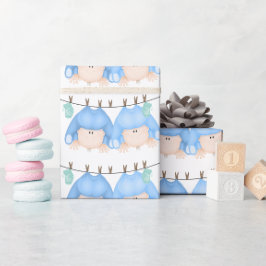 Papel De Regalo Bebés gemelos en la línea de la ropa