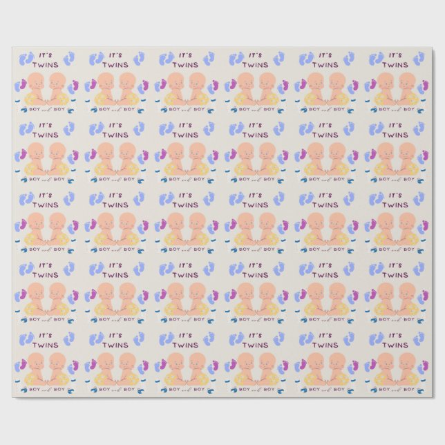 Papel De Regalo Bebés hermanos gemelos (Superficie plana)