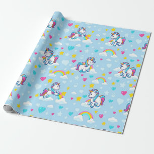 Papel De Regalo Bebés Unicornios y arcoiris