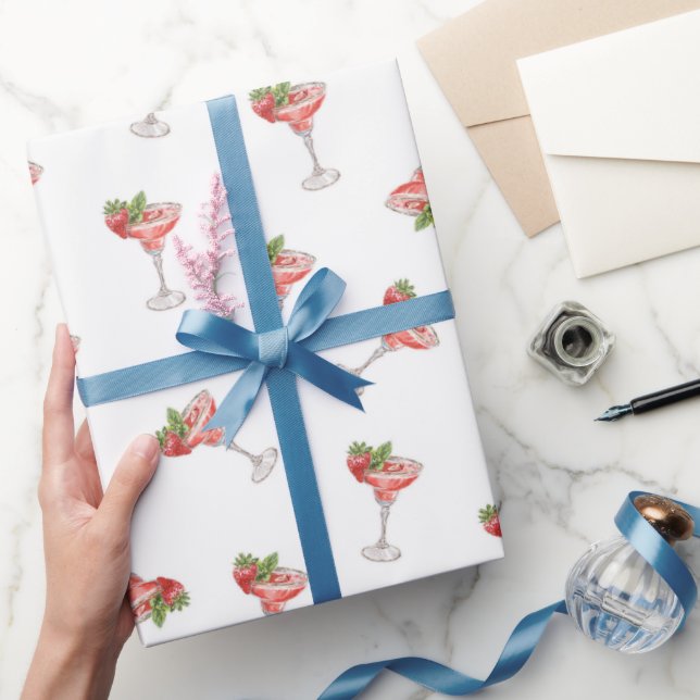 Papel De Regalo Bebidas Cóctel de Fresa Despedida de Soltera (Regalar)