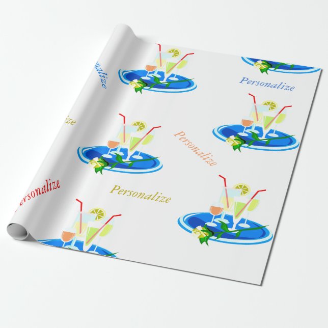 Papel De Regalo Bebidas de cóctel y en bandeja (Desenrollado)