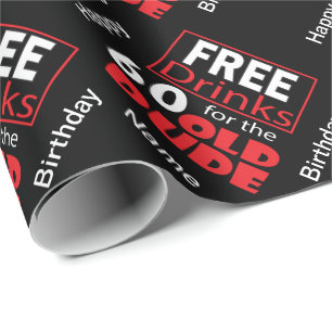 Papel De Regalo Bebidas gratis para los 60 años - Cumpleaños