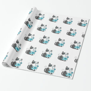 Papel De Regalo Bebidas para gatos de paja - Elija el color de fon