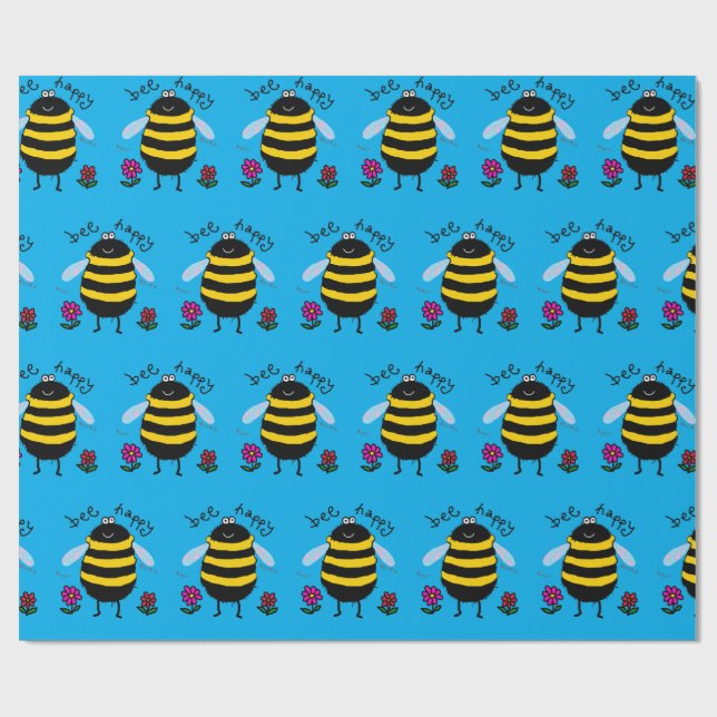 Papel De Regalo Bee Happy Cute Bee Tissue Paper (Superficie plana)