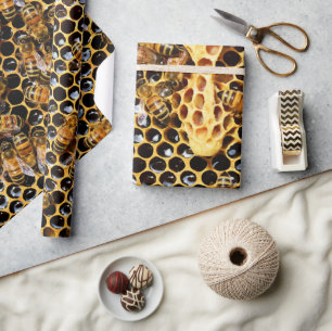 Papel De Regalo Bee Hive con Honeycomb cerca