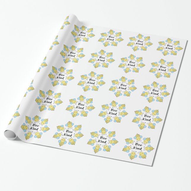 Papel De Regalo Bee Kind Bees (Desenrollado)
