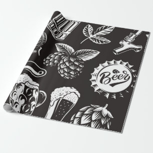 Papel De Regalo Beer seamless pattern in vintage styleart, backgro