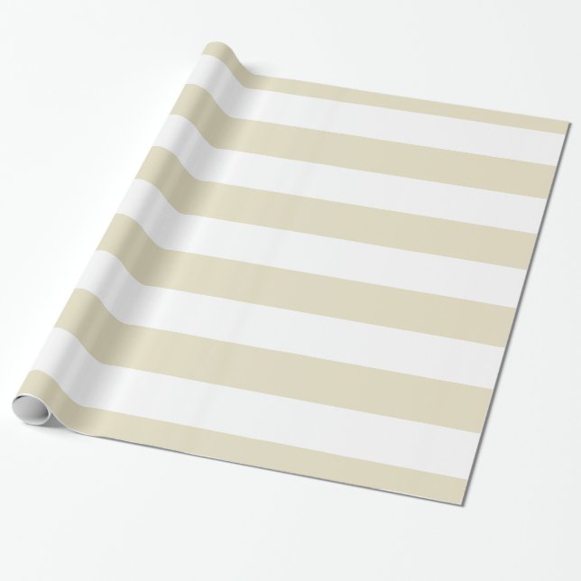 Papel De Regalo Beige, Blanco XL Rayas Patrón (Desenrollado)