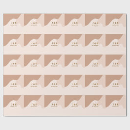 Papel De Regalo Beige boho curvo nombre fecha de boda