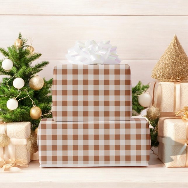 Papel De Regalo Beige Brown Buffalo Plaid Holiday (Subido por el creador)