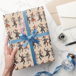 Papel De Regalo Beige Cálido | Esqueleto de Halloween