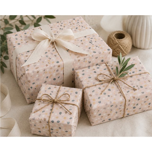 Papel de regalo beige con patrón de terrazzo moder (Subido por el creador)