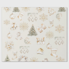 Papel de regalo beige dorado de Navidad
