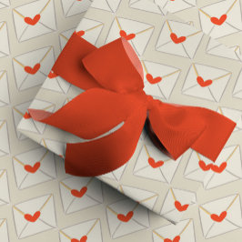 Papel De Regalo Beige Love Notes Red Heart Envelope Pattern