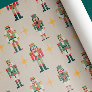 Papel De Regalo Beige Midcentury Retro Nutcracker Christmas 