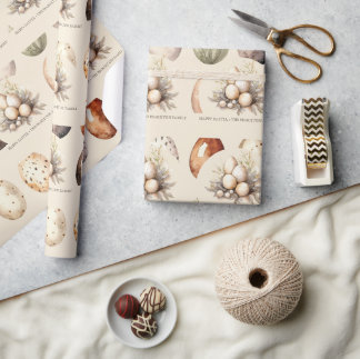 Papel De Regalo Beige Pastel Easter Eggs Family Name