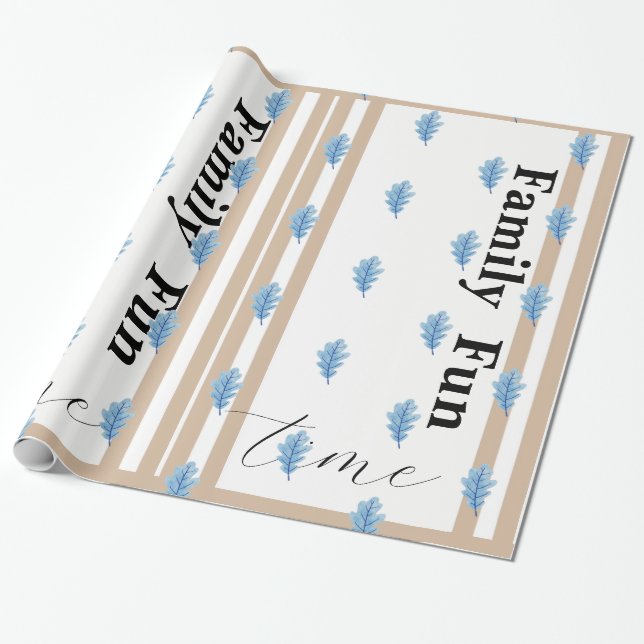 Papel de Regalo Beige y Raya Blanca Diversión Fami (Desenrollado)