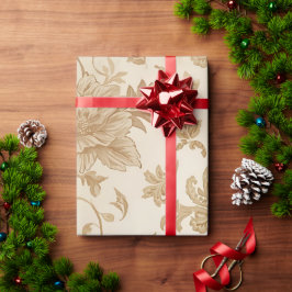 Papel de regalo beige y sepia elegante vintage