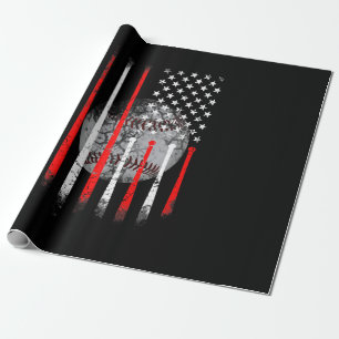 Papel De Regalo Béisbol Bandera de EE. UU. Bandera Americana Vinta