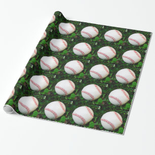 Papel De Regalo Béisbol blanco con tintes rojos