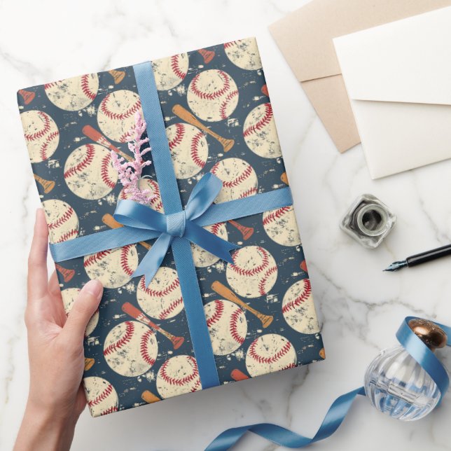 Papel De Regalo Béisbol clásico angustiado (Regalar)