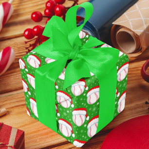 Papel De Regalo Béisbol con el verde del Gorra de Santa María y co