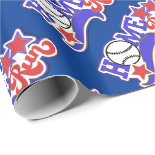 Papel De Regalo Béisbol de carreras Blue Home Run