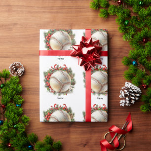 Papel De Regalo Béisbol para Navidades con nombre para niños