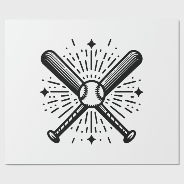 Papel De Regalo béisbol vintage (Superficie plana)