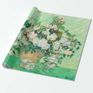 Papel De Regalo Bella Artes Vincent Van Gogh Vase con rosas rosas 
