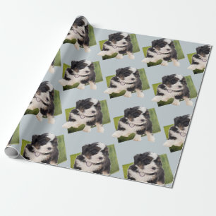 Papel De Regalo Bella Bernedoodle Green Puppy Art  