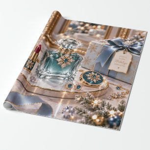 Papel De Regalo Belleza de Navidad de Lujo Azul Hielo