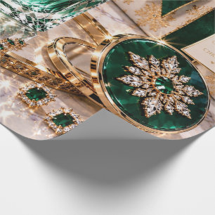 Papel De Regalo Belleza de Navidad de Lujo Esmeralda
