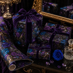 Papel De Regalo Belleza floral de tonos joya de glamour de mediano
