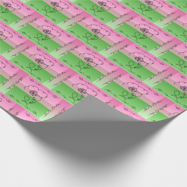 Papel De Regalo Belleza flotante: Roselle Line Art Gift Wrft (Esquina)