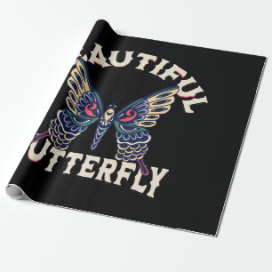 Papel De Regalo belleza-mariposa-retro-vector-arte-ilustracion-