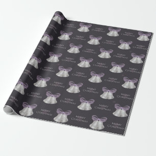 Papel De Regalo Belleza plateada y morada Feliz Navidad