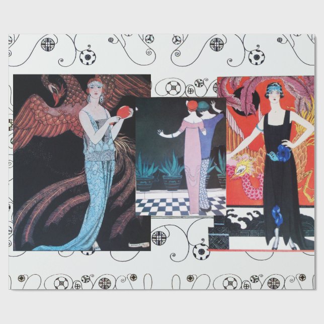 PAPEL DE REGALO BELLEZA Y FOENIX,DISEÑADOR DE MODA ARTISTA (Superficie plana)