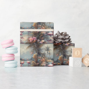 Papel De Regalo bello cuadro botánico vintage flamencos