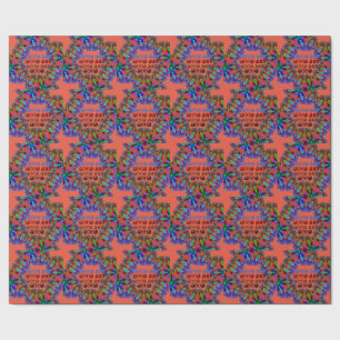 Papel De Regalo Bello DÍA BUENO NARANJA VERDE MARRÓN MANDALA