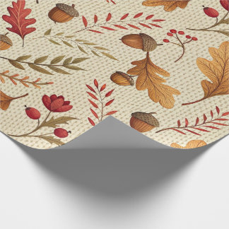 Papel De Regalo Bellotas rústicas y botánicos de otoño