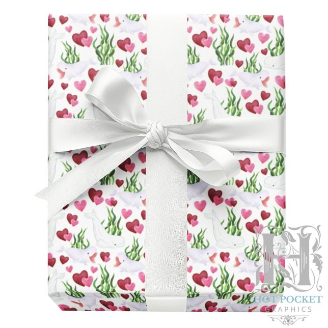 Papel De Regalo Beluga Whale Valentine Gift Wrapping Paper White (Subido por el creador)