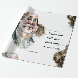 Papel De Regalo Ben Franklin & Cita Caricatura Divertida