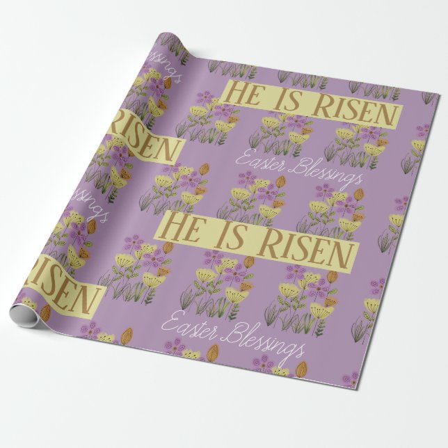 Papel De Regalo Bendiciones de Pascua | Es Floral De Bonito De Ris (Desenrollado)