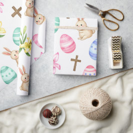 Papel De Regalo Bendiciones de Pascua: Patrón continuo de conejo y