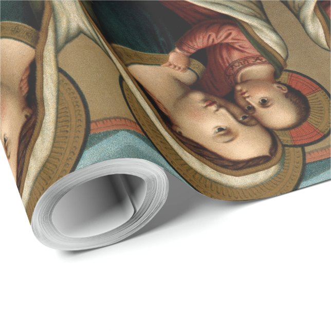Papel De Regalo Bendita Virgen María Cristo Navidades (Esquina del rollo)