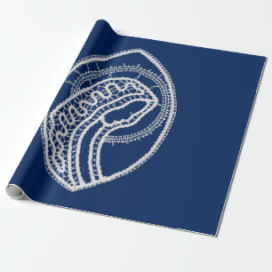 Papel De Regalo Bendita Virgen María, encaje blanco, azul marino