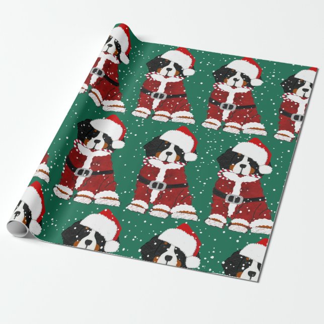 Papel De Regalo Berenés Mountain Dog Santa Paws (Desenrollado)