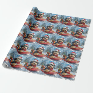 Papel De Regalo Bernedoodle perro en trineo Deja que nieve Navidad