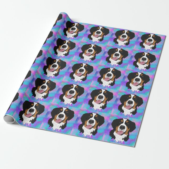 Papel De Regalo Bernese Mountain Dog Birthday  (Desenrollado)